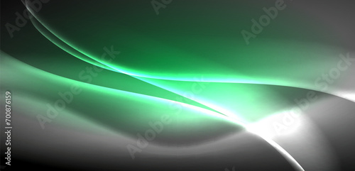 Neon-lit waves surge across background, mesmerizing dance of luminescence and motion. Dynamic backdrop captures essence of energy and modern aesthetics