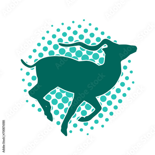 Silhouette of an wild antelope animal running.