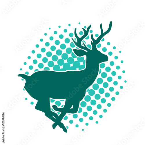 Silhouette of a wild deer forest animal with beautiful antlers. photo