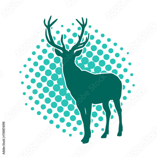Silhouette of a wild deer forest animal with beautiful antlers.