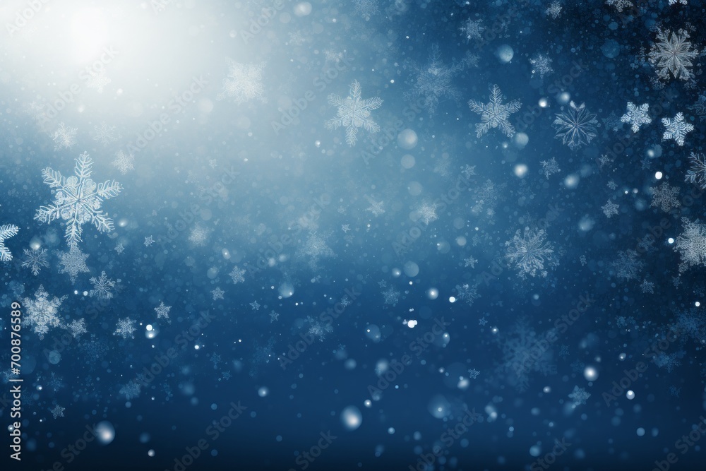 Obraz premium Blue background with white snowflakes on it