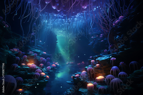 coral reef and fishes in the sea