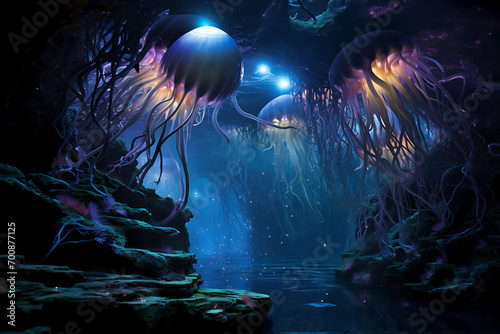 coral reef and fishes in the sea