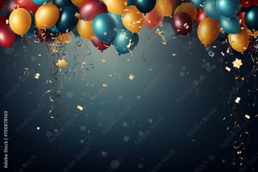 Colorful display of balloons, confetti, and streamers Colorful display of balloons, confetti, and streamers