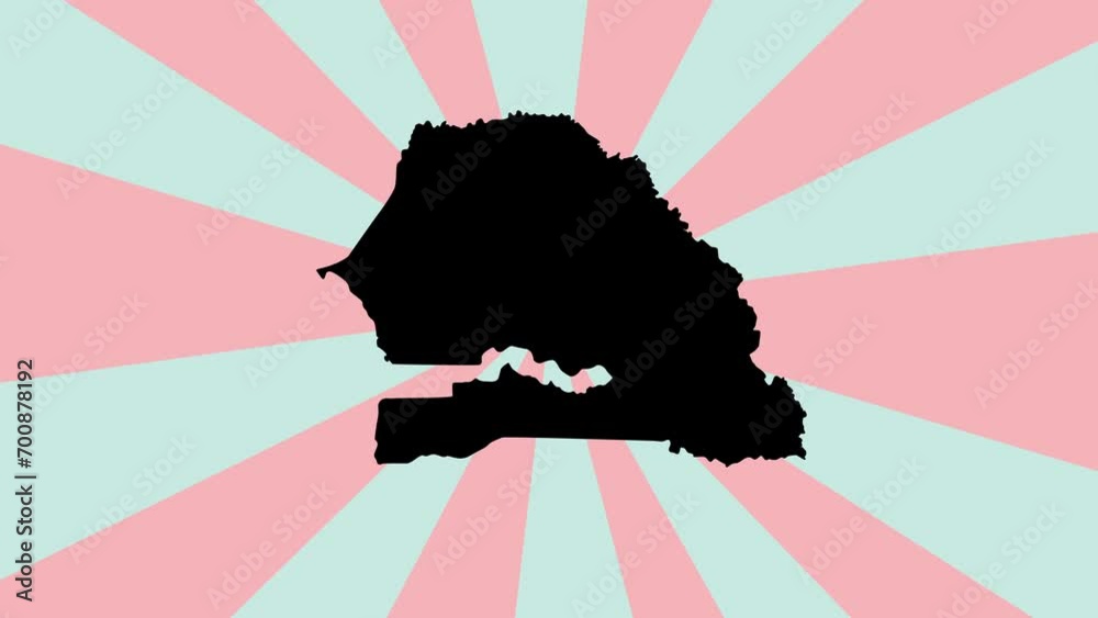 Animated map of the country of Senegal with a rotating background
