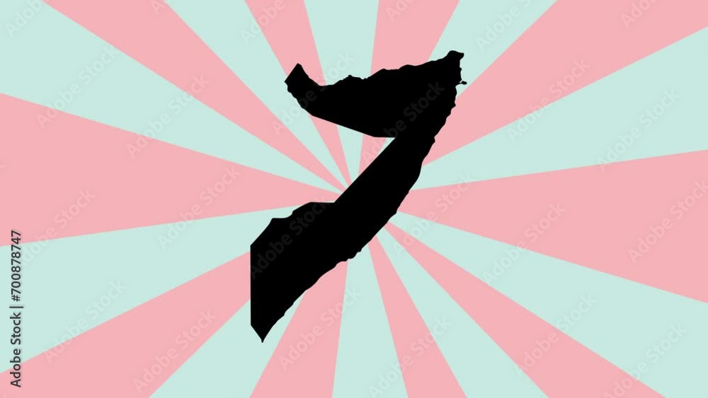 Animated map of the country of Somalia with a rotating background