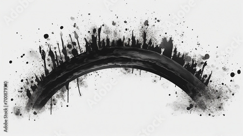 Bi Vector Print: Modern Tire Track Design Element in Abstract Black and White Illustration, Stylishly Textured for Creative Graphic Art on Digital Decorative Backdrop. photo