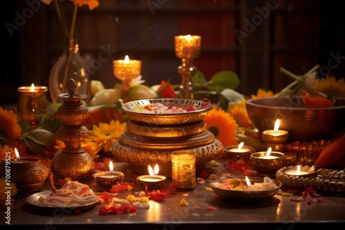 Beautifully decorated table filled with a variety of candles