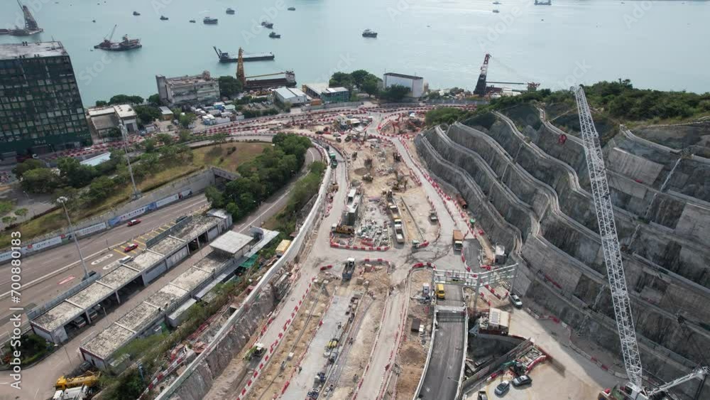 Drone Aerial Skyview in Tseung Kwan O Lam Tin Tunnel Interchange ...