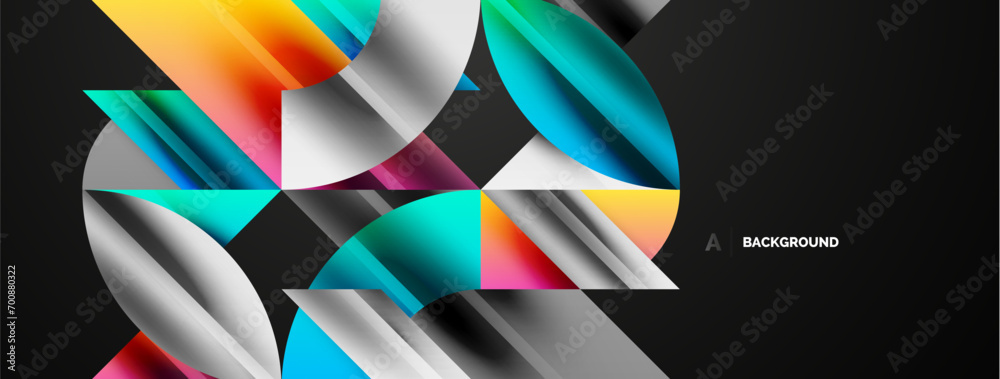 Geometric abstract background with abstract geometric shapes. Concept of creative technology, digital art, social communication, modern science for poster, cover, banner, brochure, website