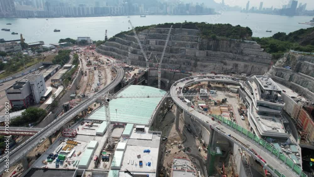Stockvideon Drone Aerial Skyview in Tseung Kwan O Lam Tin Tunnel ...