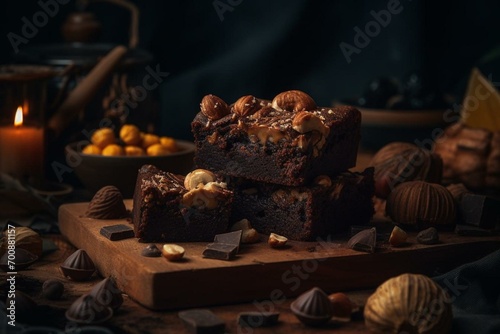 A delicious brownie made with premium ingredients. Generative AI photo