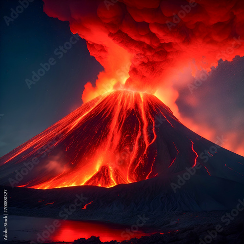 burning volcano in the sky © Rewat