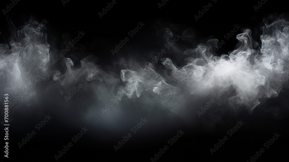 Enveloped in the mystical allure of white fog and cinematic smoke on a dark background, experience the ethereal beauty of nature's soft and mysterious embrace. Enveloped in the mystical allure of white fog and cinematic smoke on a dark background, experience the ethereal beauty of nature's soft and mysterious embrace.