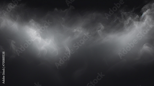 Enveloped in the mystical allure of white fog and cinematic smoke on a dark background, experience the ethereal beauty of nature's soft and mysterious embrace. photo