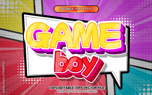 Game boy 3d comic retro colorful vector text effect design