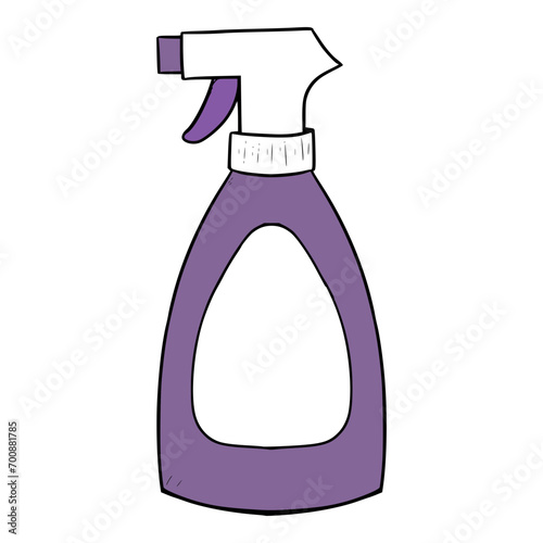 purple spray bottle colored illustration hand drawn vector