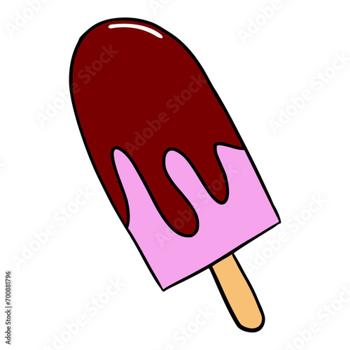 popsicle wtih chocolate cream colored illustration hand drawn vector