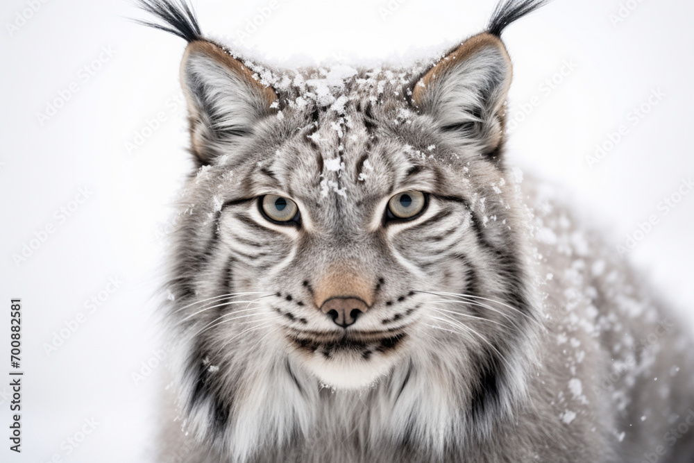Obraz premium Lynx close-up portrait on a white background.