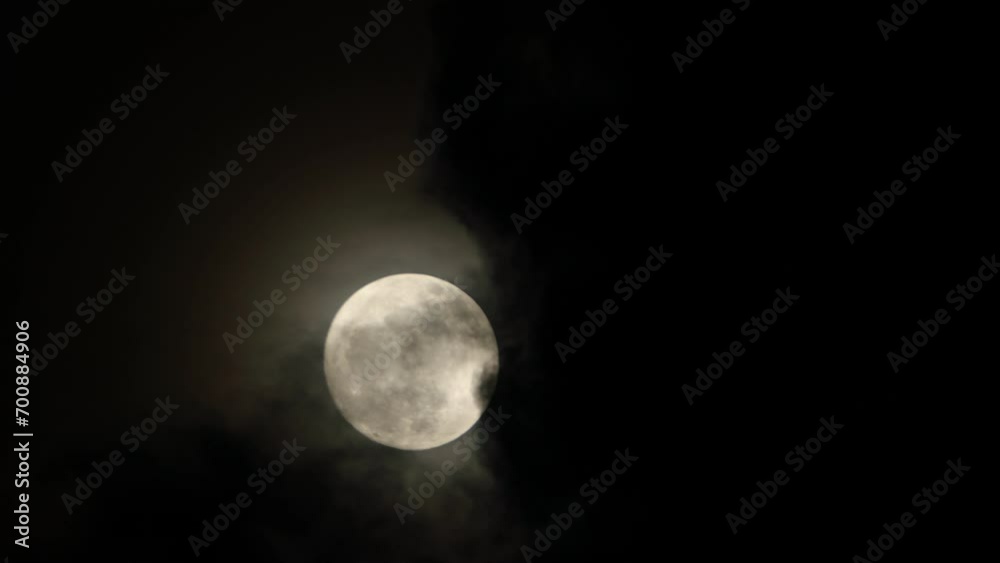 Full moon and cloud in dark sky