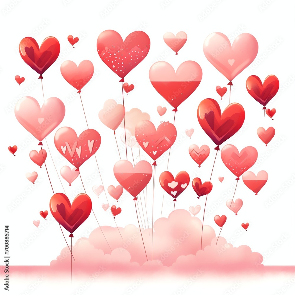 hearts in the sky illustration happy mood white background