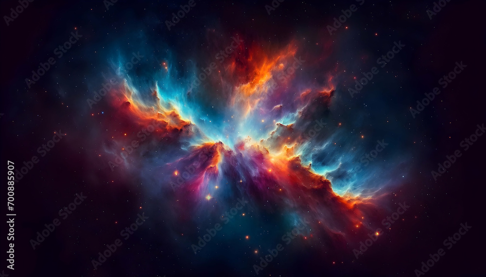 Starry night cosmos Colorful nebula cloud in space galaxy - obrazy, fototapety, plakaty 