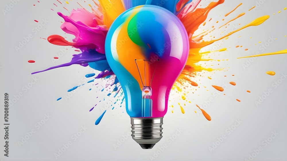 abstract background with colorful light bulbs  - obrazy, fototapety, plakaty 