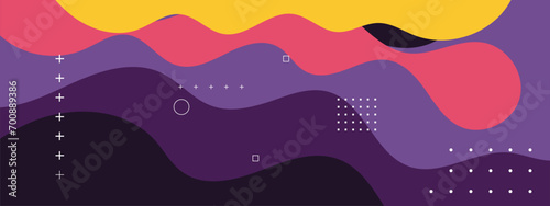 Horizontal colorful abstract wave background with dark black , Vector 3D abstract background with paper cut shapes. Colorful carving art. Paper craft landscape with gradient multi colors. 
