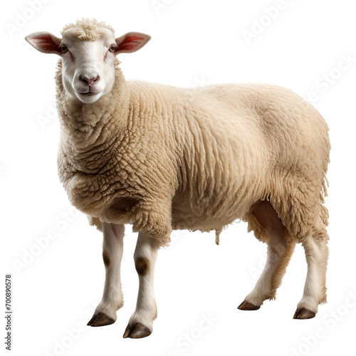 Portrait of sheep standing  isolated on transparent or white background