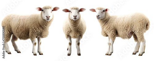 Set of sheep multi pose, isolated on transparent or white background
