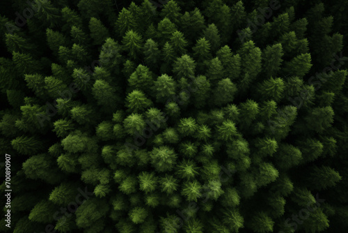Aerial view of forest green trees  woodland top view