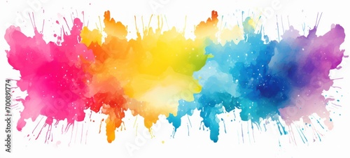 Colorful paint splashes on a white background colorful painting illustration made of watercolor splashes, isolated on white background.