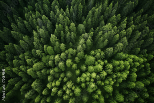 Aerial view of forest green trees, woodland,top view © song