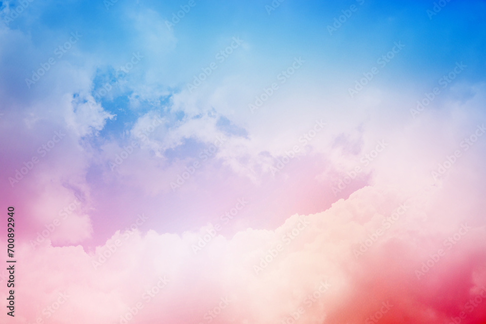 Pink Blue sky and white clouds 