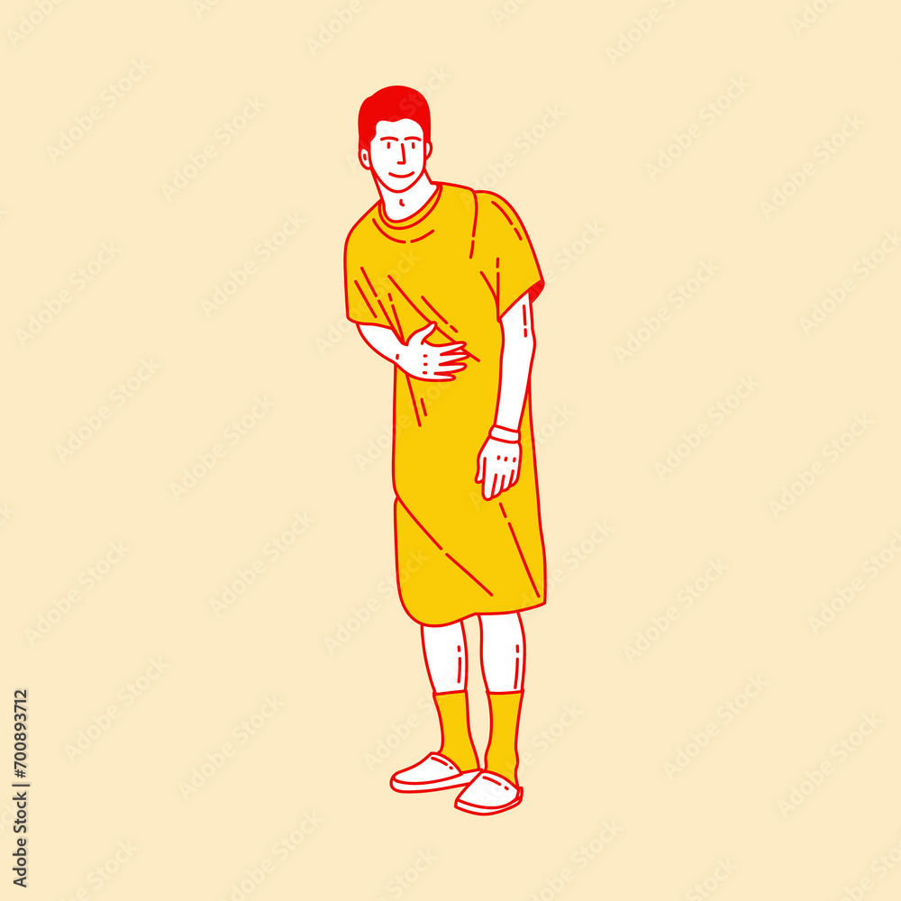 Simple cartoon illustration of a hospital patient 2 Simple cartoon illustration of a hospital patient 2