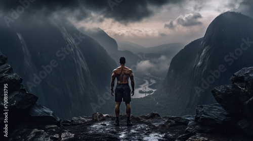 fitness in the mountains aesthetic dark deep image.