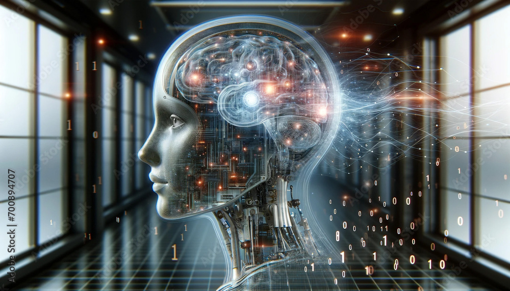 AIのイメージ画像　ロボットの頭脳　左向き