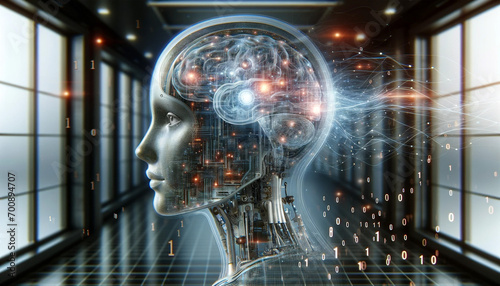 AIのイメージ画像 ロボットの頭脳 左向き