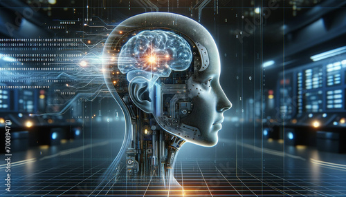 AIのイメージ画像　ロボットの頭脳　右向き