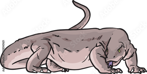Komodo Dragon Lizard Wild Animal Vector Illustration
