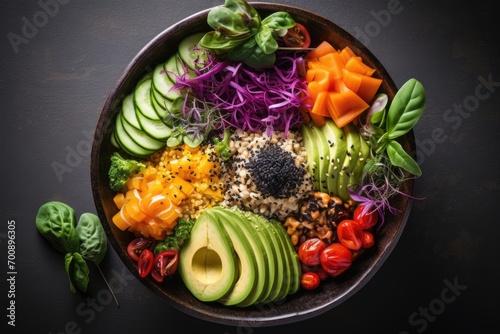 Wholesome Buddha bowl  showcasing the arrangement of nutrient-packed ingredients.