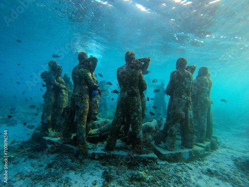 Underwater statues in the sea near Gili Meno, Indonesia photo