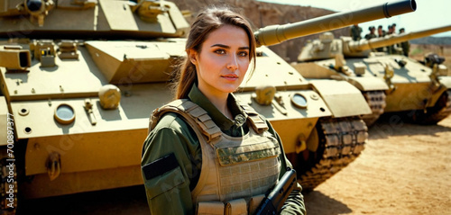 young woman in soldier unif...
