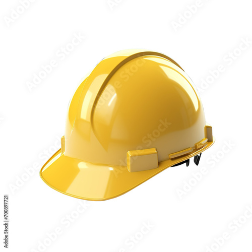 Yellow safety construction hard helmet on transparent background, protective hard hat, clipping path, png,