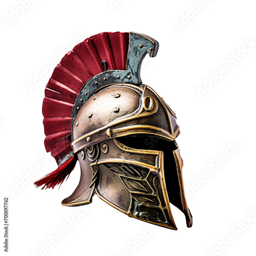 Ancient medieval knight helmet,  vintage soldier armor isolated on transparent background, clipping path, png, 