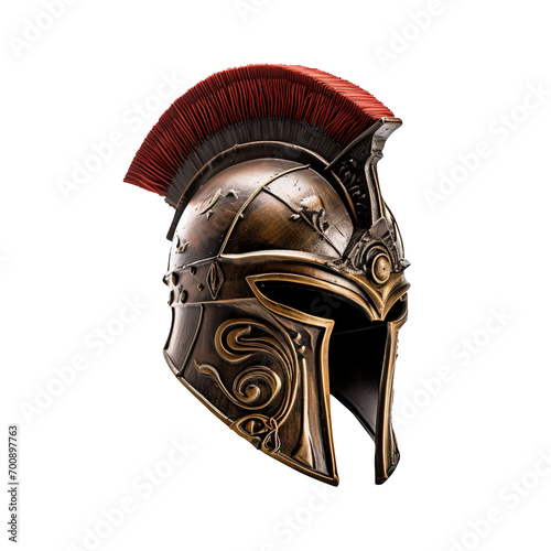 Ancient medieval knight helmet,  vintage soldier armor isolated on transparent background, clipping path, png,  photo