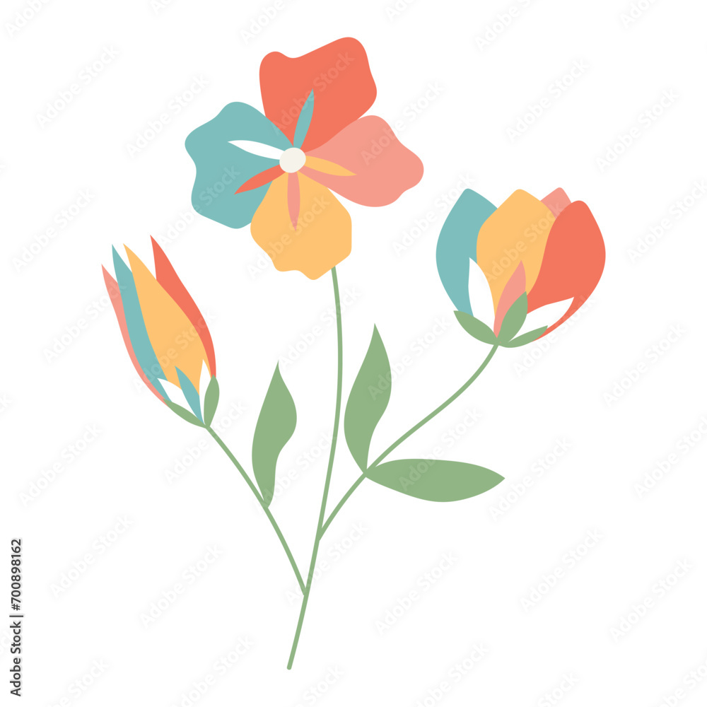 Multicolored abstract flower isolated on white background.