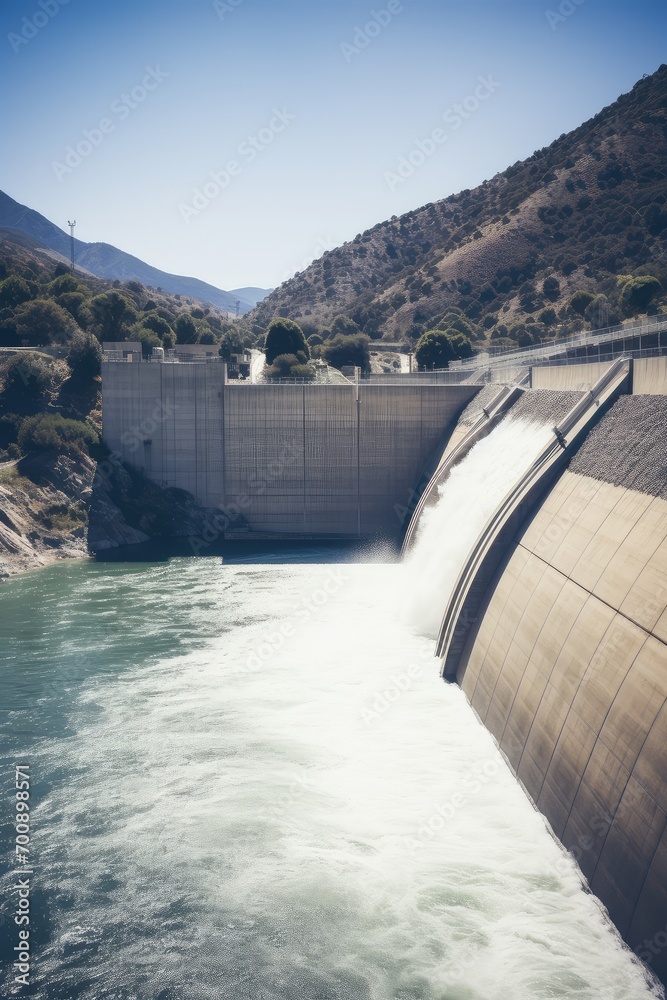 Aerial view of a hydroelectric power station situated on a river, capturing the serene beauty of the surrounding countryside. Aerial view of a hydroelectric power station situated on a river, capturing the serene beauty of the surrounding countryside.