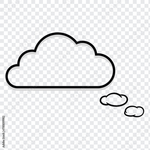 Thought cloud.Thought bubble icon.Speech Bubbles.Cloud speech bubbles collection.Thought bubble thinking cloud line art vector icon for apps and websites.day dream thinking flat line icon.