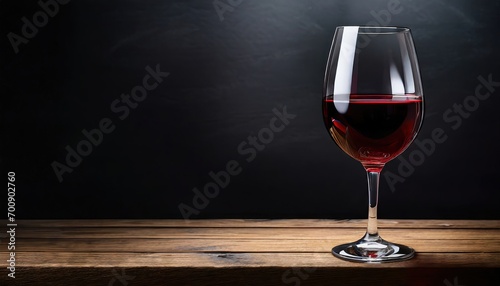 glass of delicious red wine on black background photo